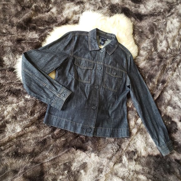Ann Taylor NWT Jean Jacket! 100% Cotton - Dark Wash - Picture 3 of 13